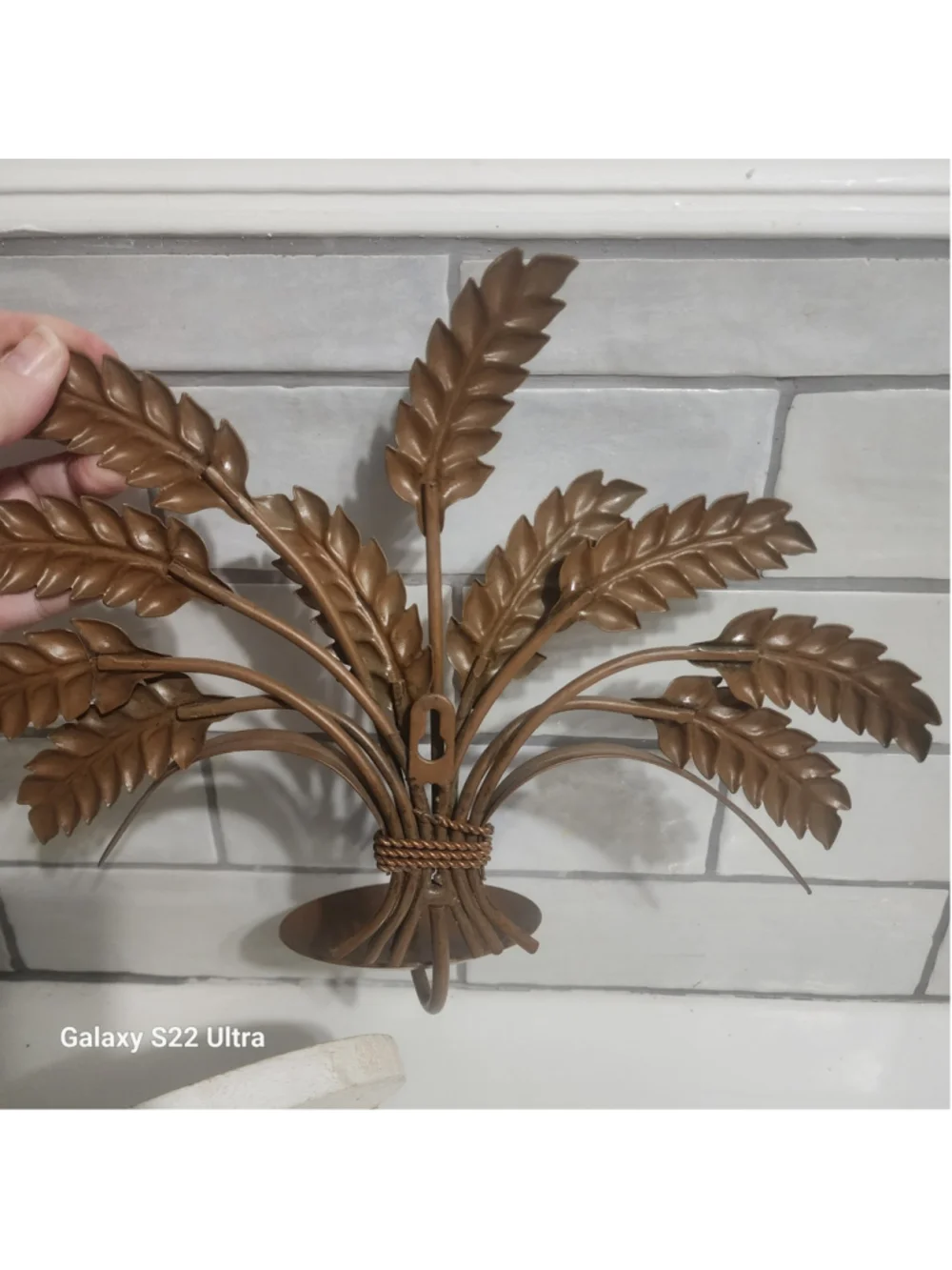 Vintage Metal Wheat Sheaf Wall Sconce Candle Holder